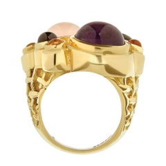 18ct Yellow Gold and Multi-Gemstone Cabochon 'Ice Cream' Cocktail Ring