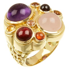 18ct Yellow Gold and Multi-Gemstone Cabochon 'Ice Cream' Cocktail Ring