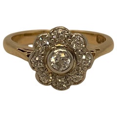18ct  Yellow Gold and Platinum Diamond Daisy Cluster Ring