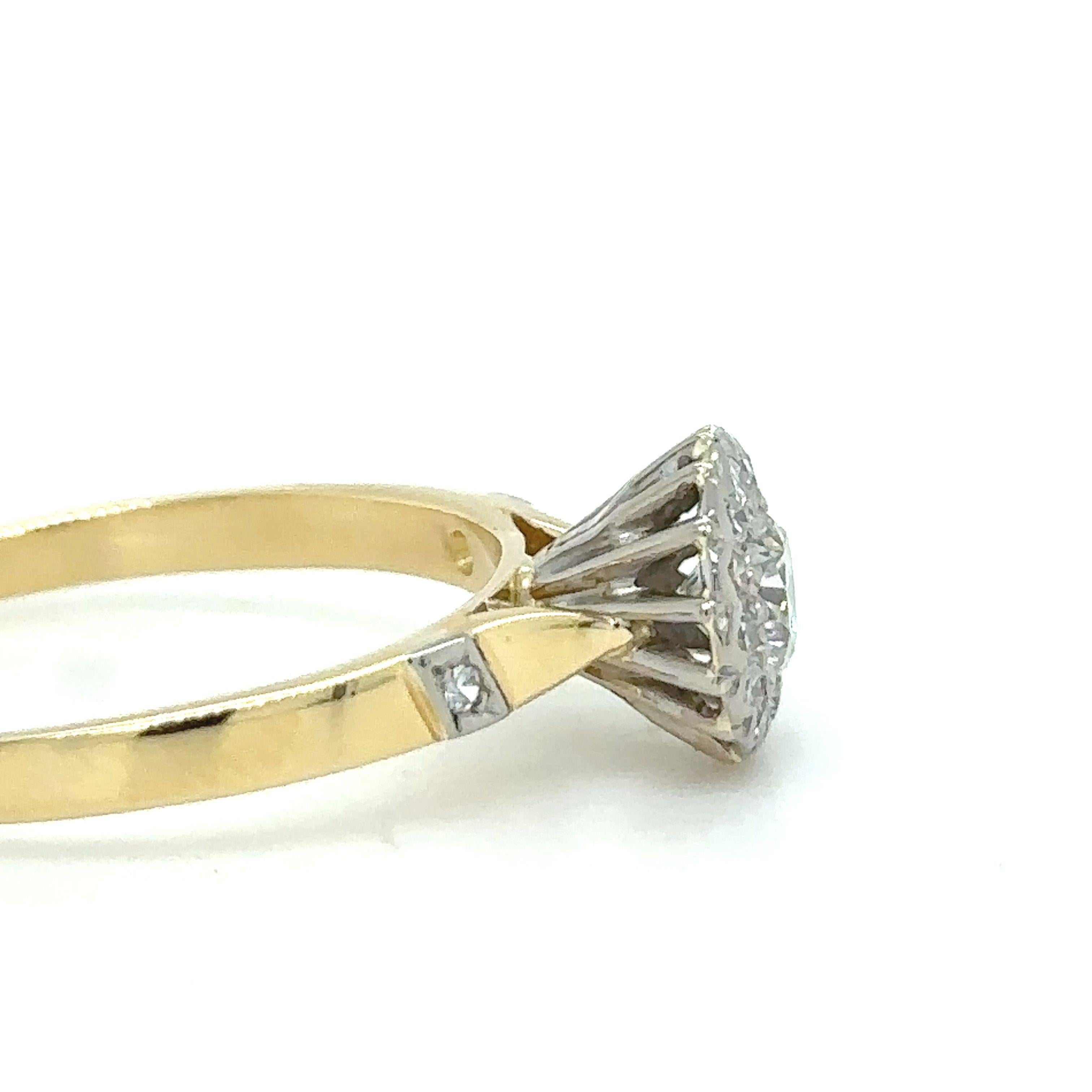 18 Karat Gelbgold und Platin Diamantring 0,65 Karat 3,5 g (Rundschliff) im Angebot