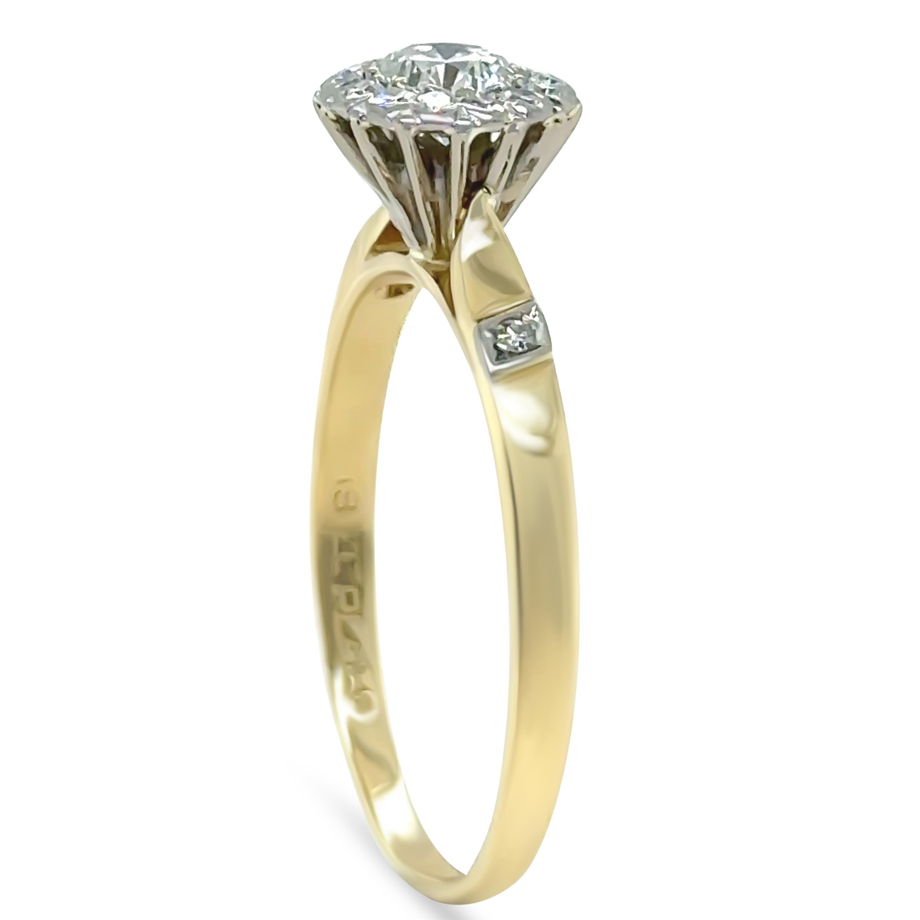 18 Karat Gelbgold und Platin Diamantring 0,65 Karat 3,5 g Damen im Angebot