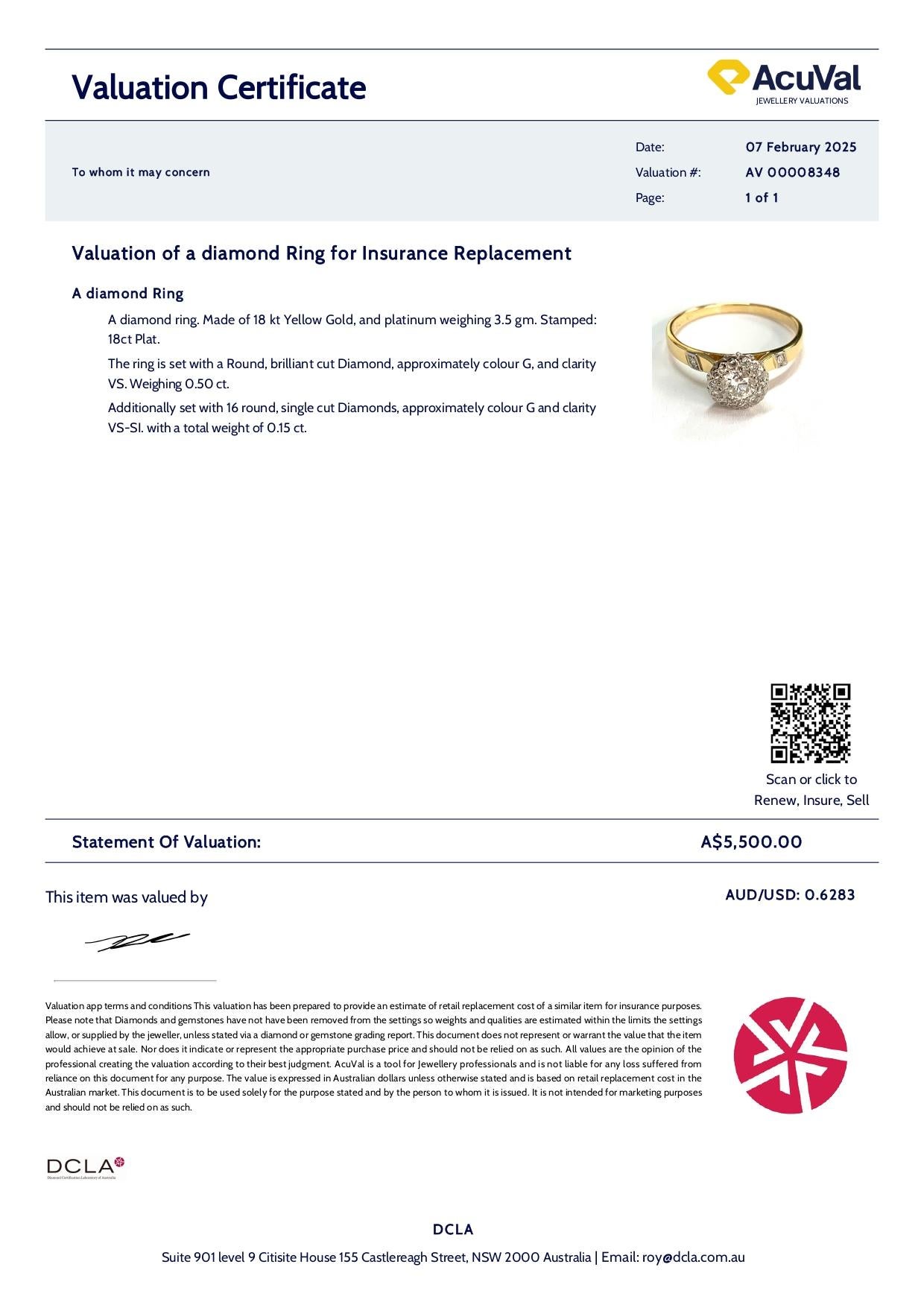 18 Karat Gelbgold und Platin Diamantring 0,65 Karat 3,5 g im Angebot 1