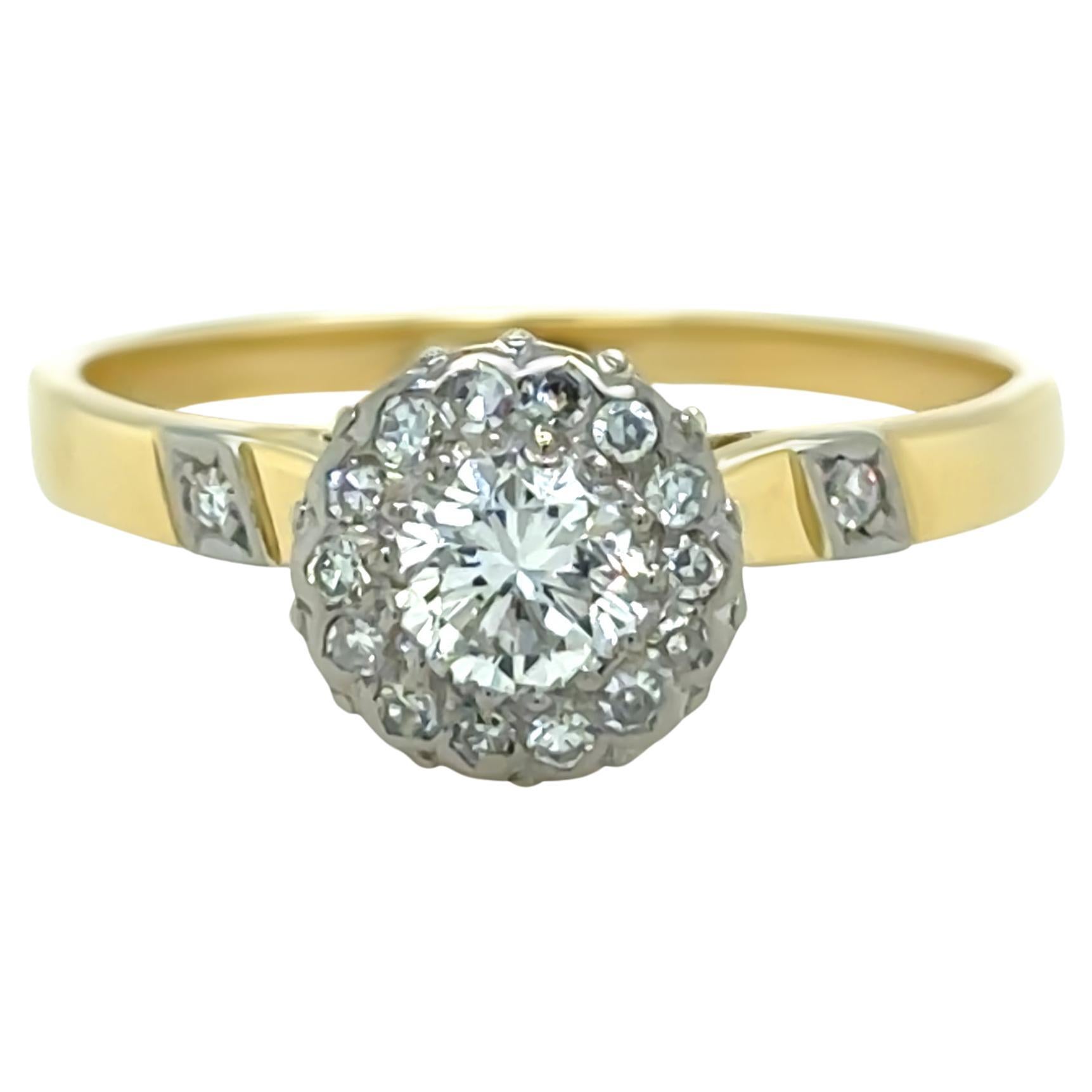 Anillo de diamantes de oro amarillo y platino de 18 ct 0,65 ct 3,5 g