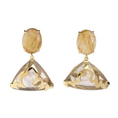18ct Yellow Gold and Rutilated Quartz 'Flaming Lamborghini' Cocktail Earrings