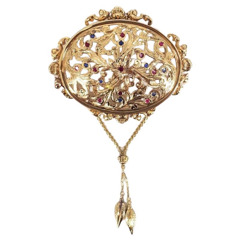 18ct Yellow Gold Antique Brooch For Sale