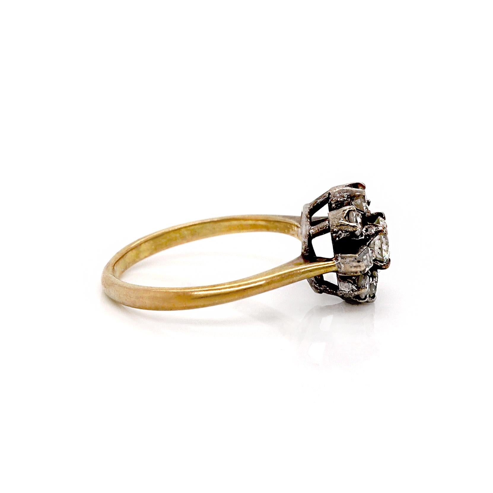Mixed Cut 18CT Yellow Gold Antique Diamond Ring For Sale