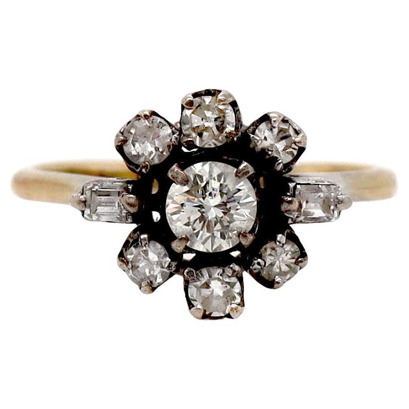 18CT Gelbgold Antiker Diamantring mit Diamanten