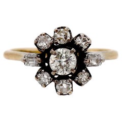 Anillo de diamantes antiguos de oro amarillo de 18 qt