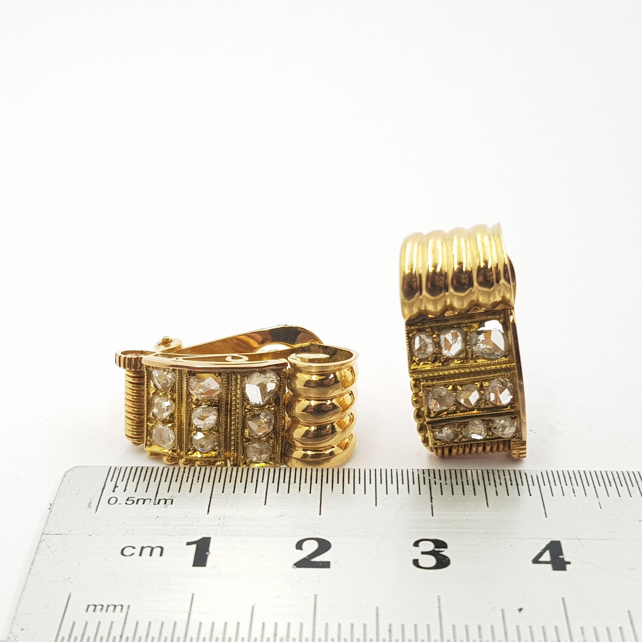 18 Karat Gelbgold antike Diamant-Ohrringe im Rosenschliff Val $8050 AUD im Angebot 7