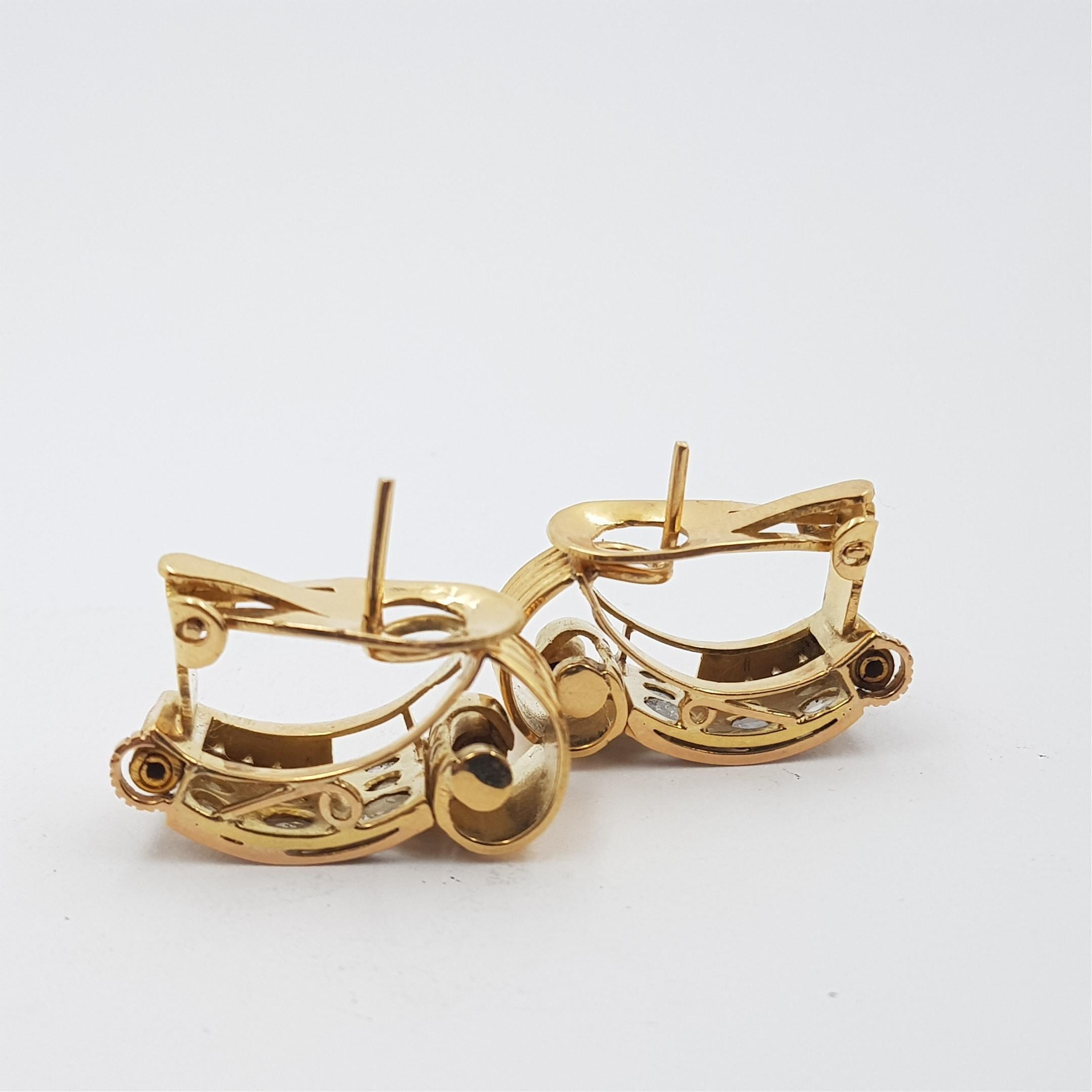 18 Karat Gelbgold antike Diamant-Ohrringe im Rosenschliff Val $8050 AUD im Angebot 1