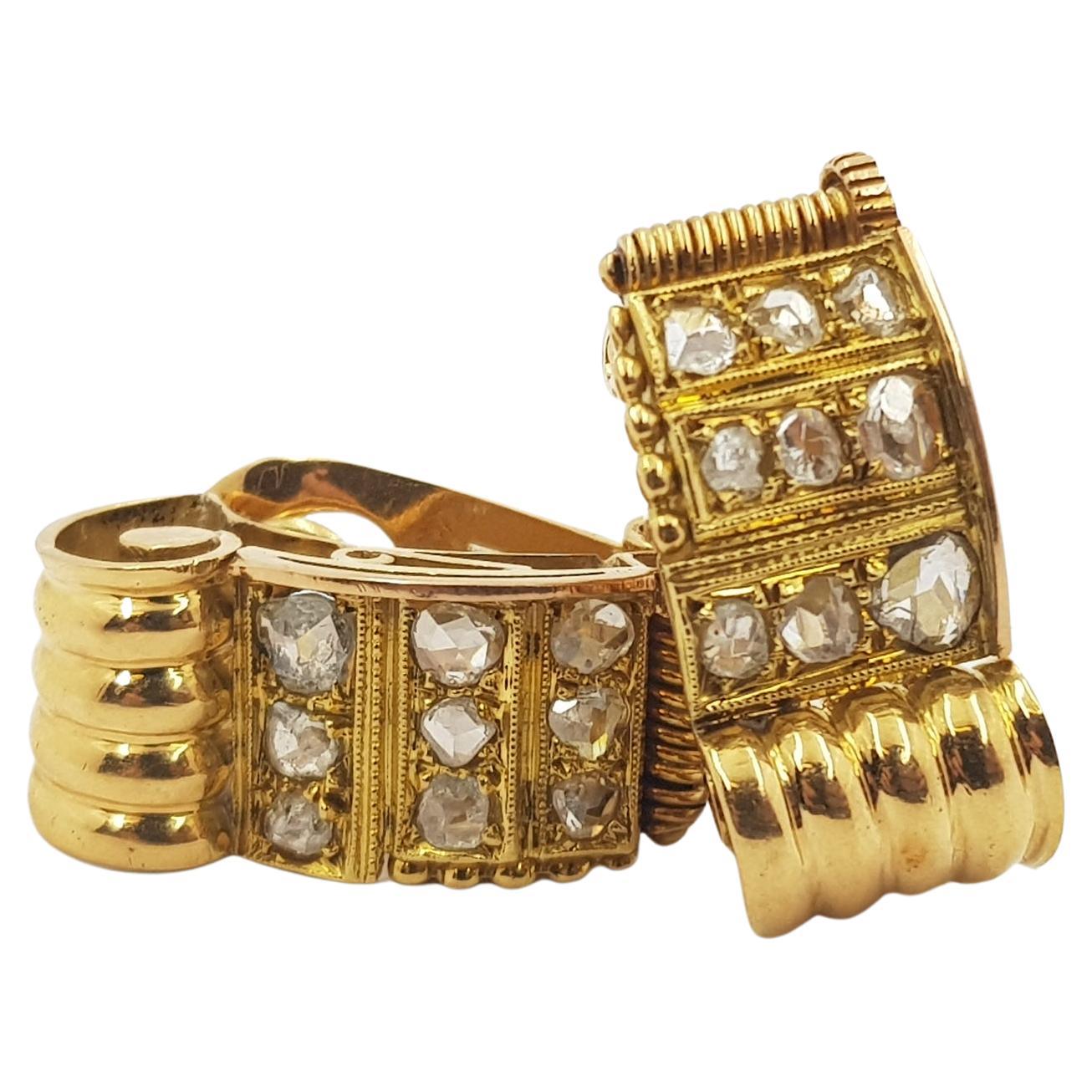 18 Karat Gelbgold antike Diamant-Ohrringe im Rosenschliff Val $8050 AUD im Angebot