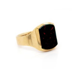 Anello da uomo in oro giallo 18 carati con pietra sanguigna vittoriana antica