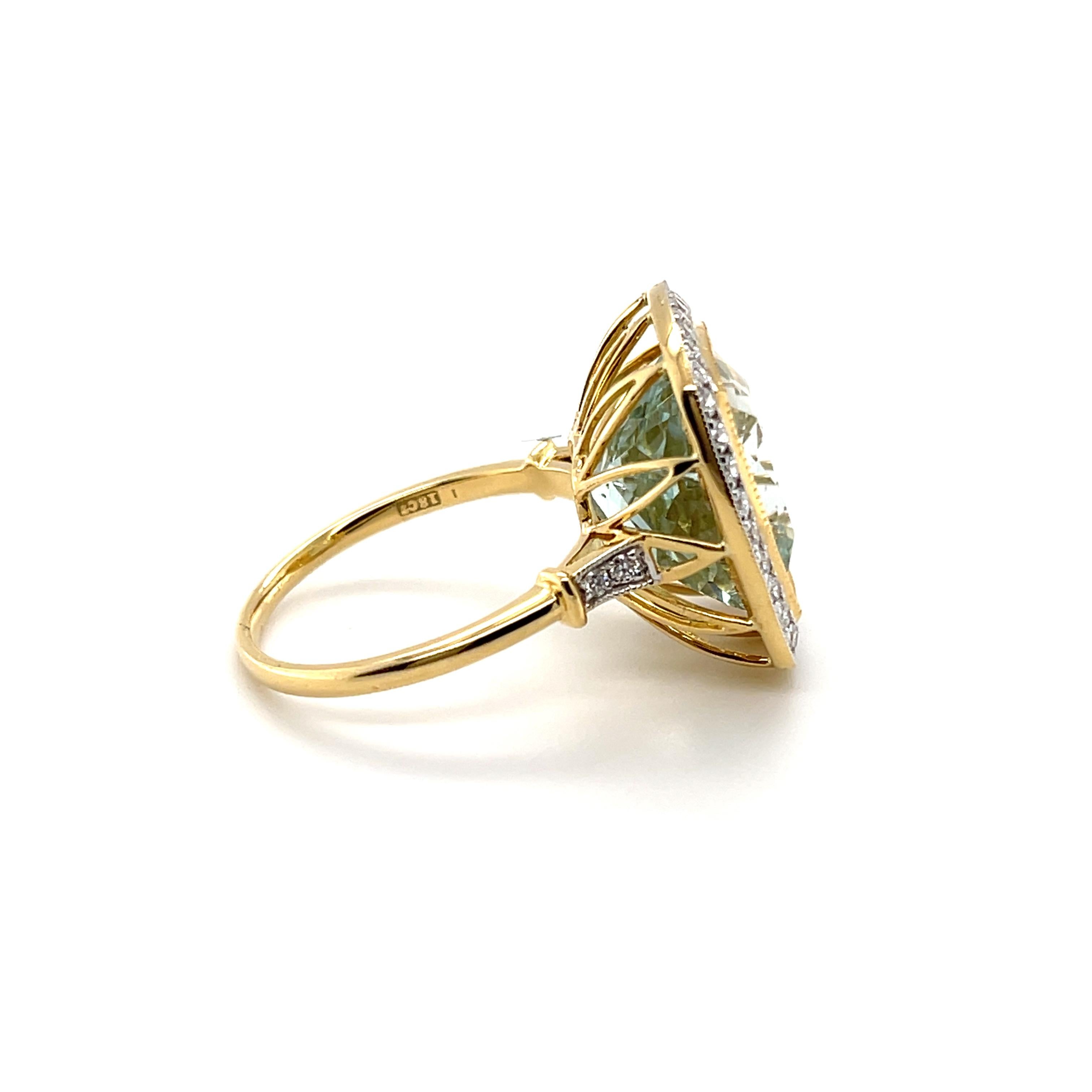 For Sale:  18ct Yellow Gold Aquamarine and Diamond Ring 4