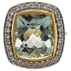 Ring aus 18 Karat Gelbgold mit Aquamarin und Diamant