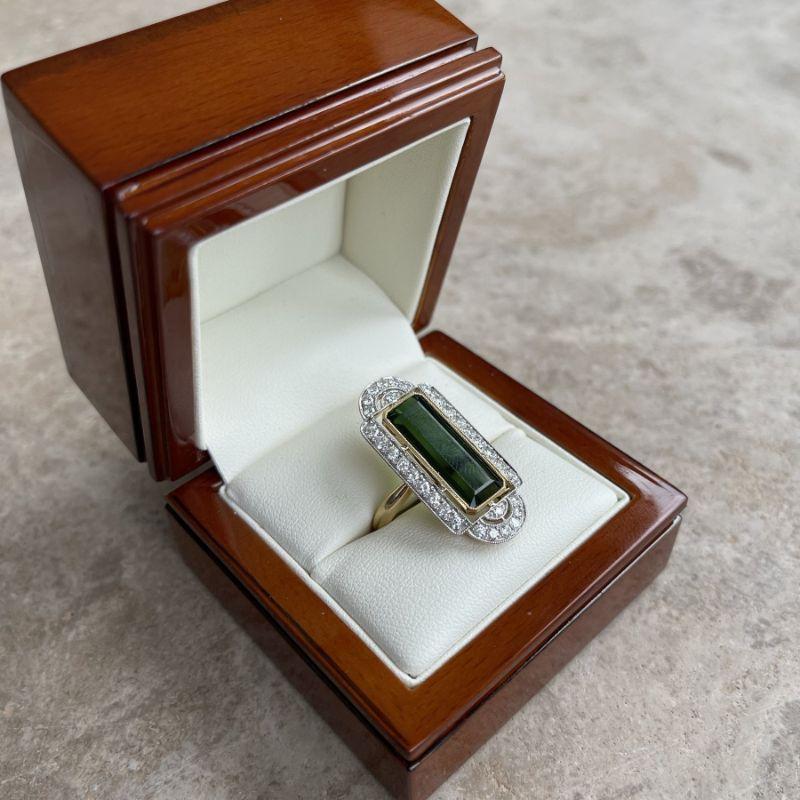 For Sale:  18ct Yellow Gold Art Deco Style Tourmaline and Diamond Ring 8