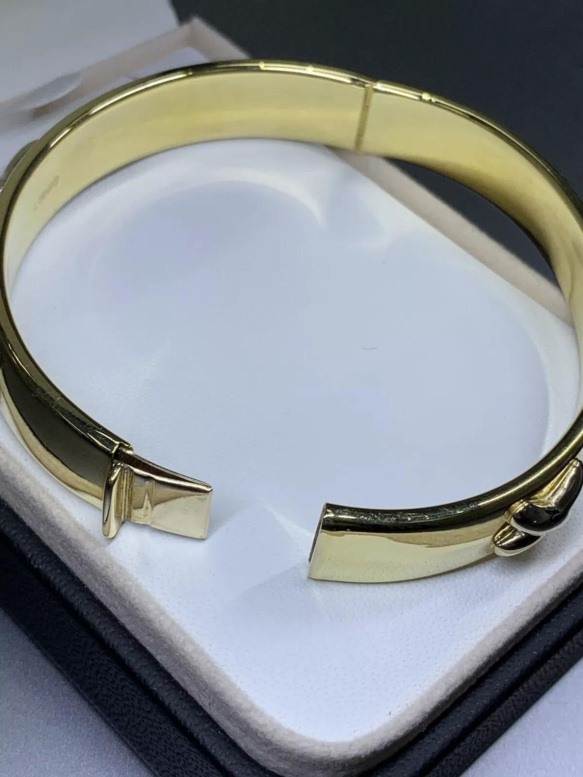 Bracelet bangle en or jaune 18ct, large et empilable en vente 4