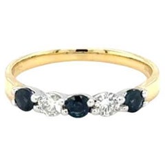 18ct Yellow Gold, Blue Sapphire & Diamond Ring