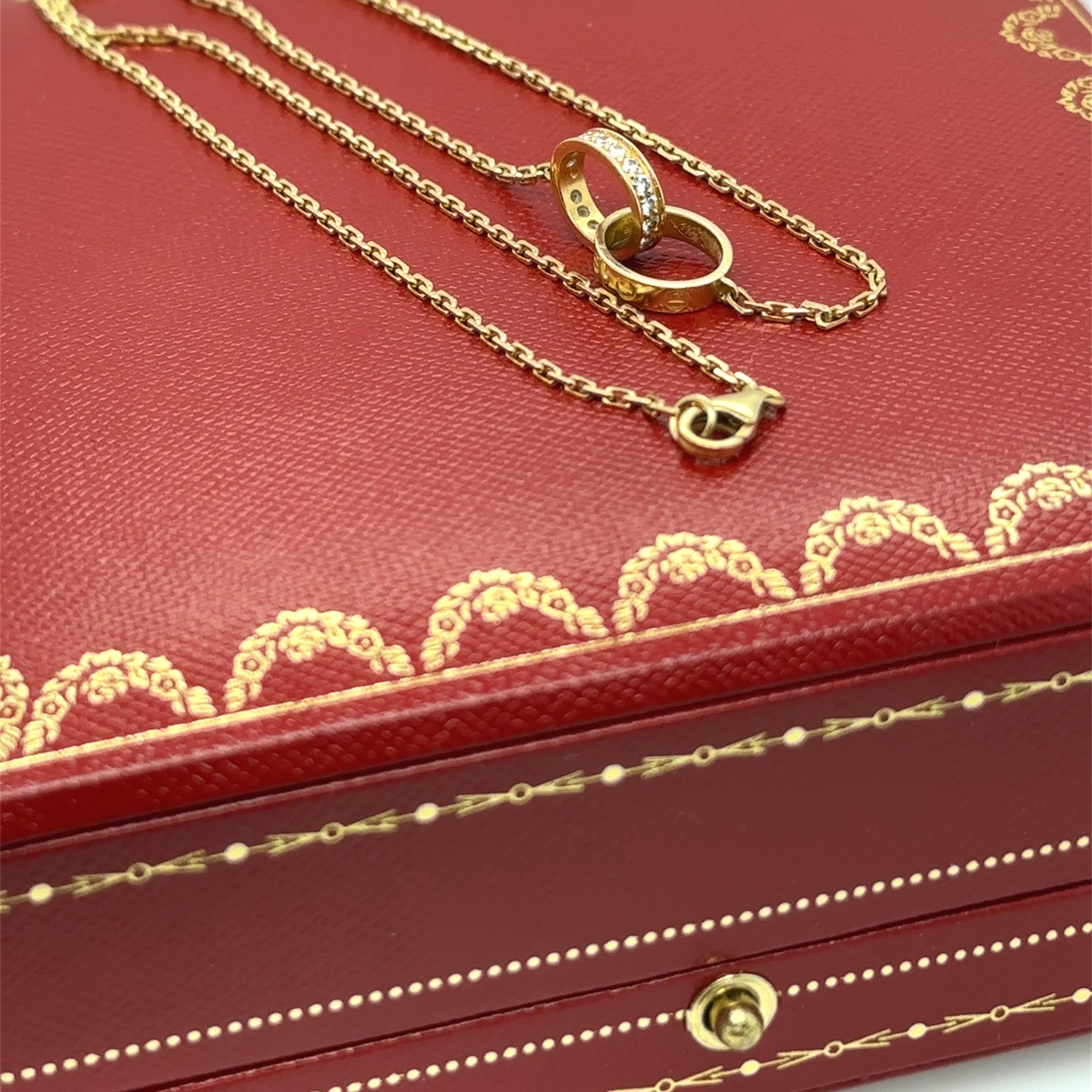 Collier en or jaune 18ct à diamants semi-pavés Cartier LOVE 0.22ct 6.58g en vente 5