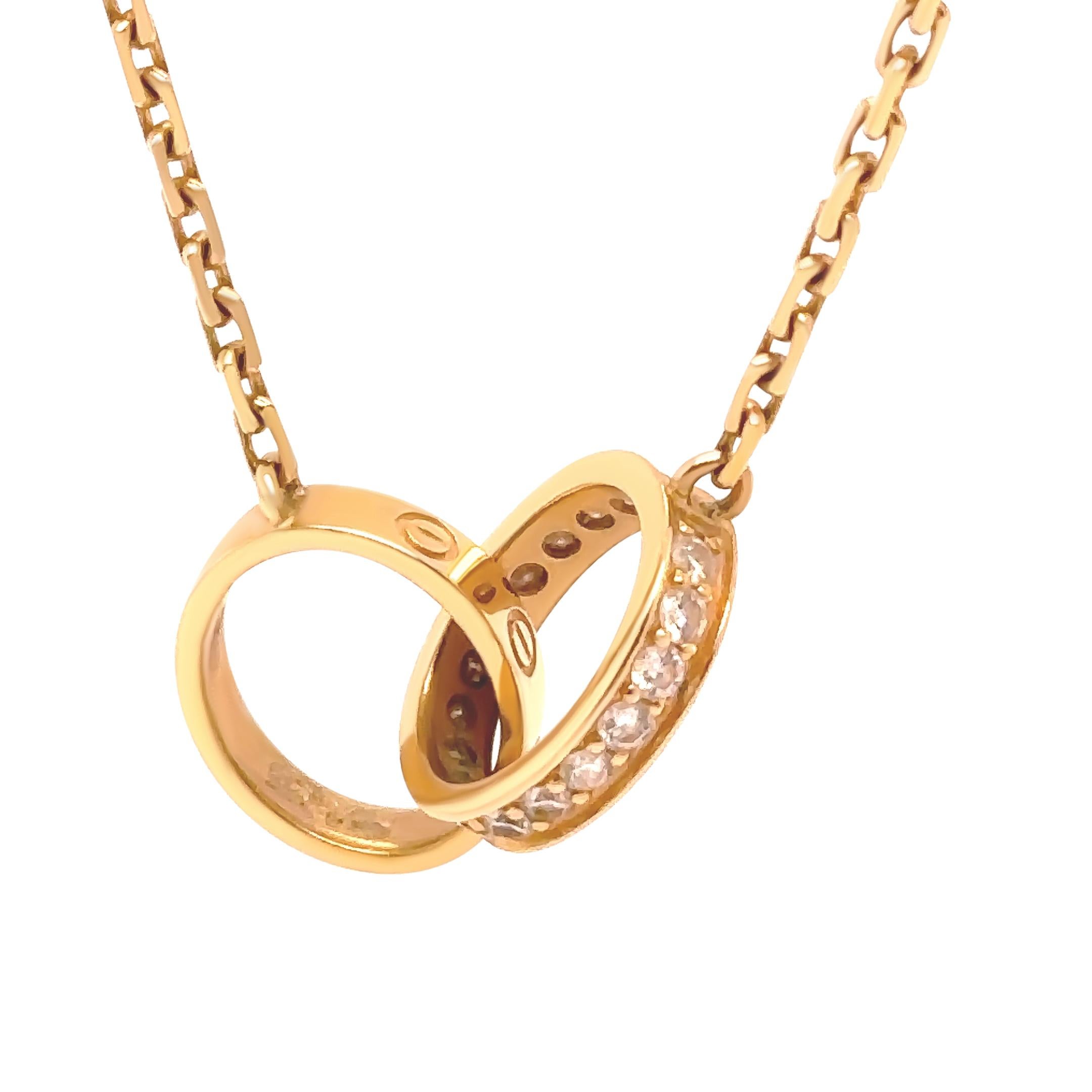 Collier en or jaune 18ct à diamants semi-pavés Cartier LOVE 0.22ct 6.58g en vente 1