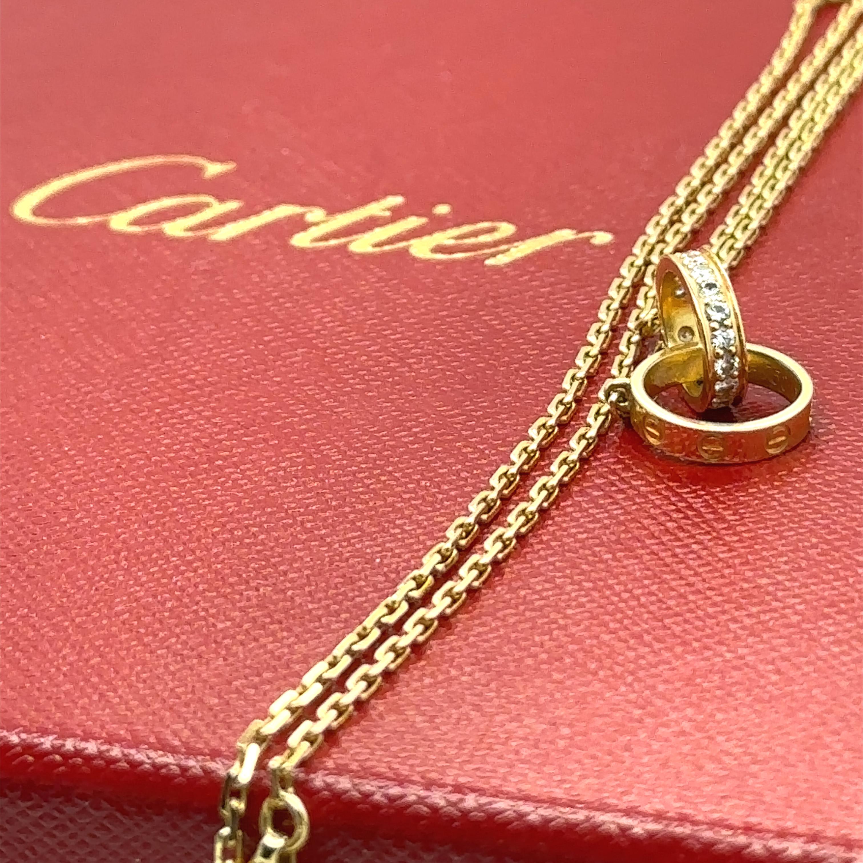 Collier en or jaune 18ct à diamants semi-pavés Cartier LOVE 0.22ct 6.58g en vente 2