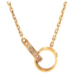 Collier en or jaune 18ct à diamants semi-pavés Cartier LOVE 0.22ct 6.58g