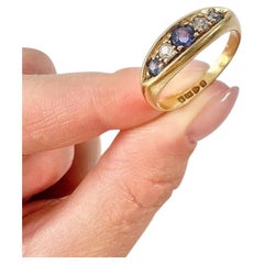 18ct Yellow Gold, Chester Hallmarked 1916, Sapphire & Diamond Five Stone Ring