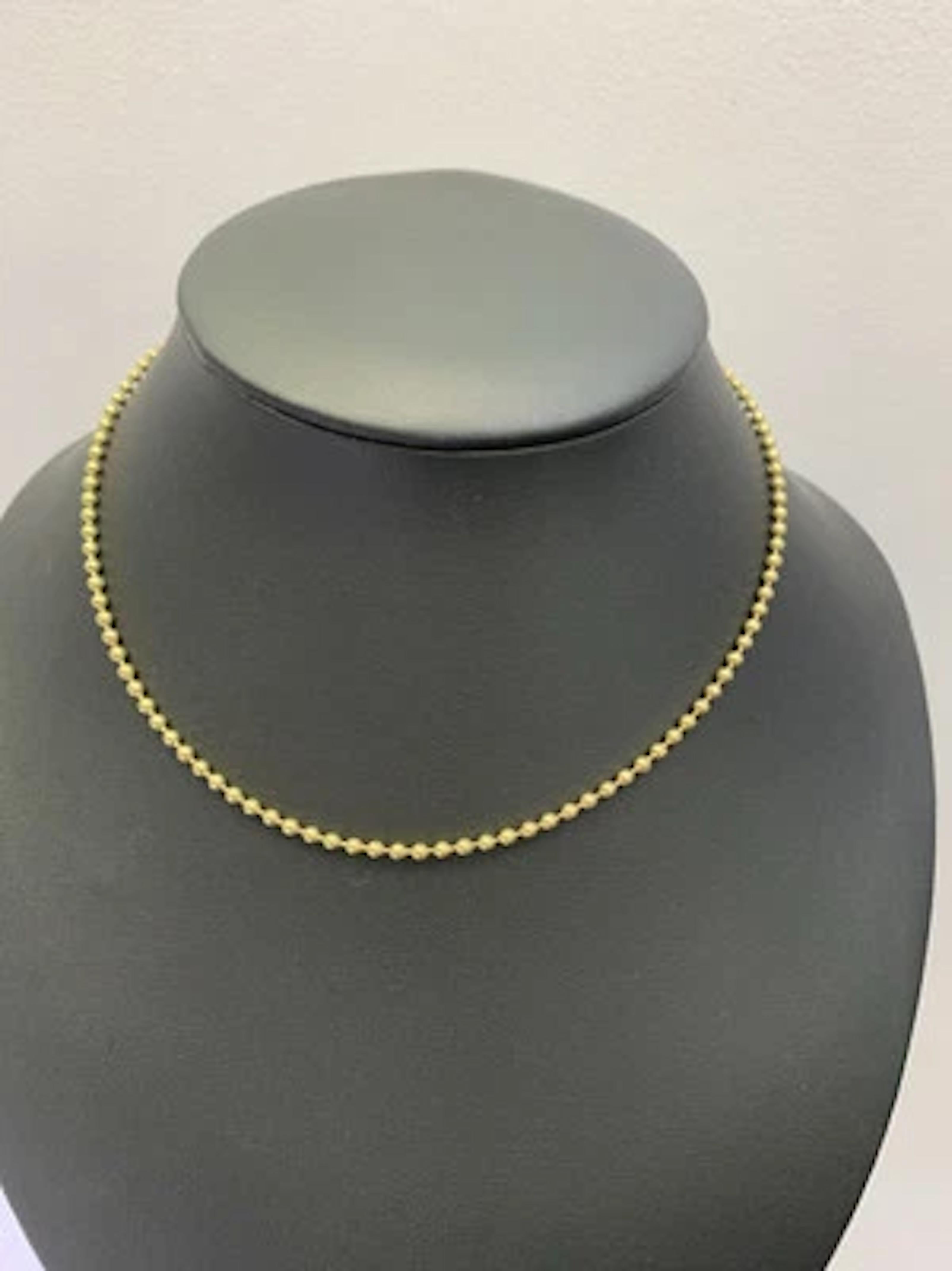 Women's or Men's 18ct Yellow gold Chunky Ball Chain Necklace 15.5 Inches For Sale