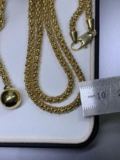 18ct Yellow gold chunky drop dangle long necklace 19.8g 18 inches