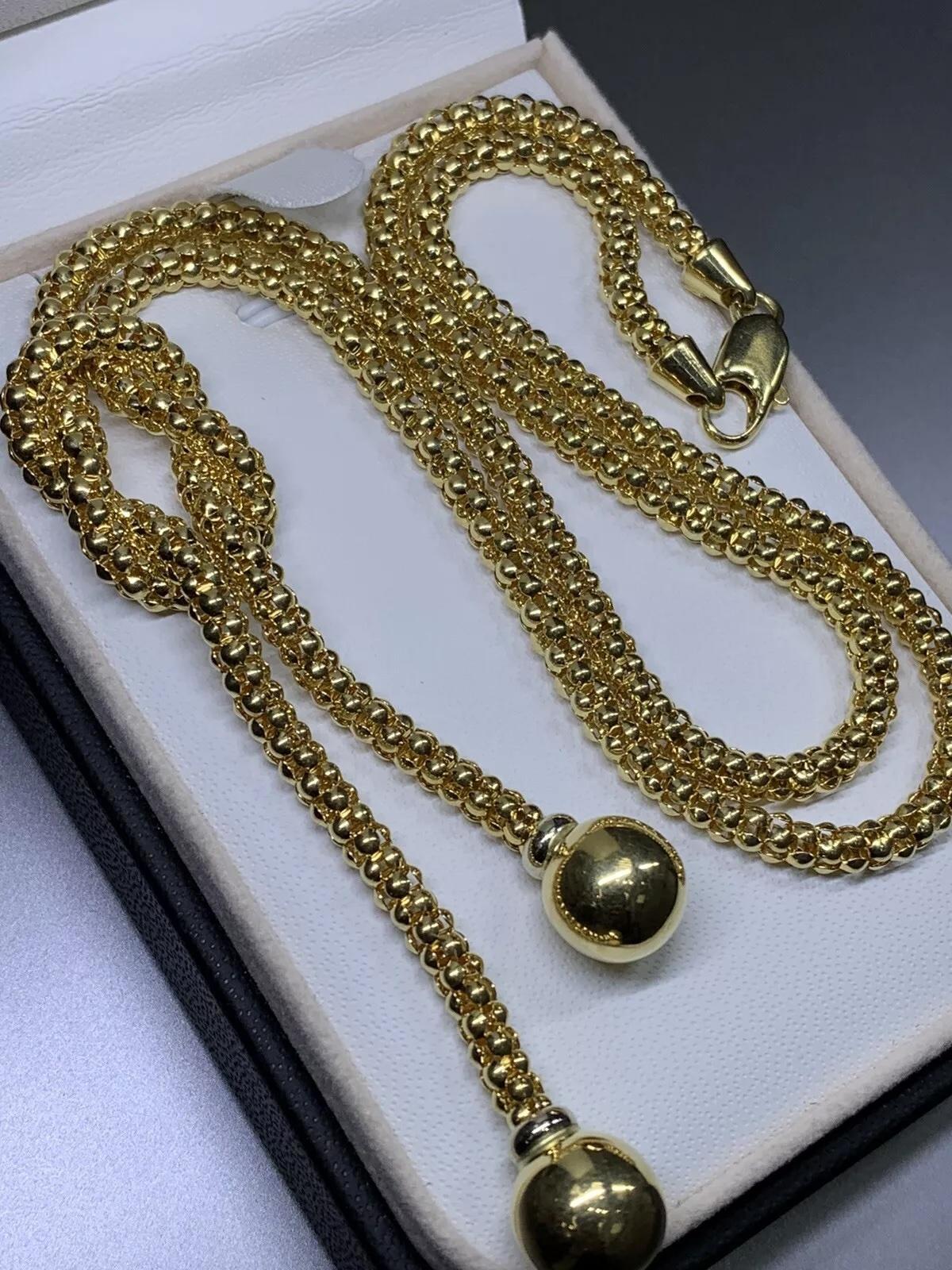 Collier long en or jaune 18ct avec pendentif en forme de goutte d'eau 19.8g 18 inches en vente 1