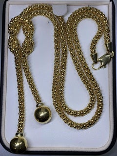 18ct Yellow gold chunky drop dangle long necklace 19.8g 18 inches