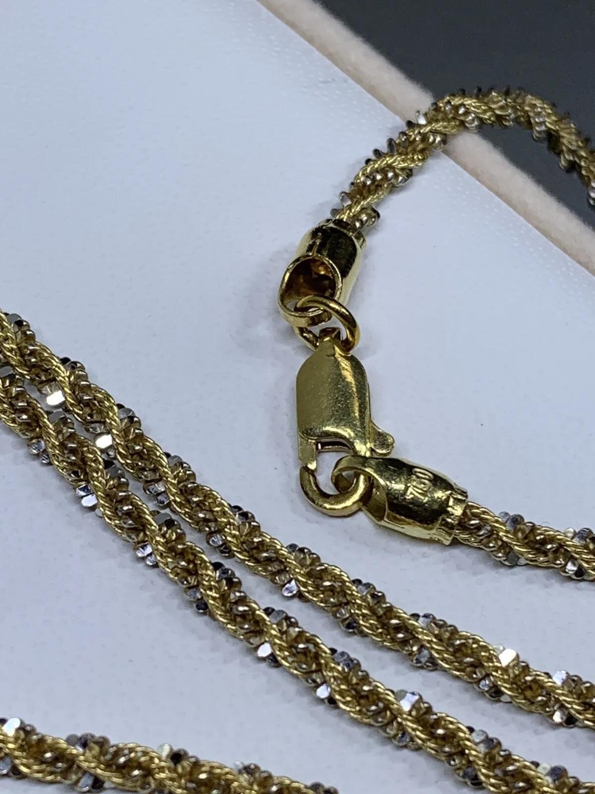 Collier à maillons cubains en or jaune 18ct, corde épaisse 14.1g 21 pouces en vente 1