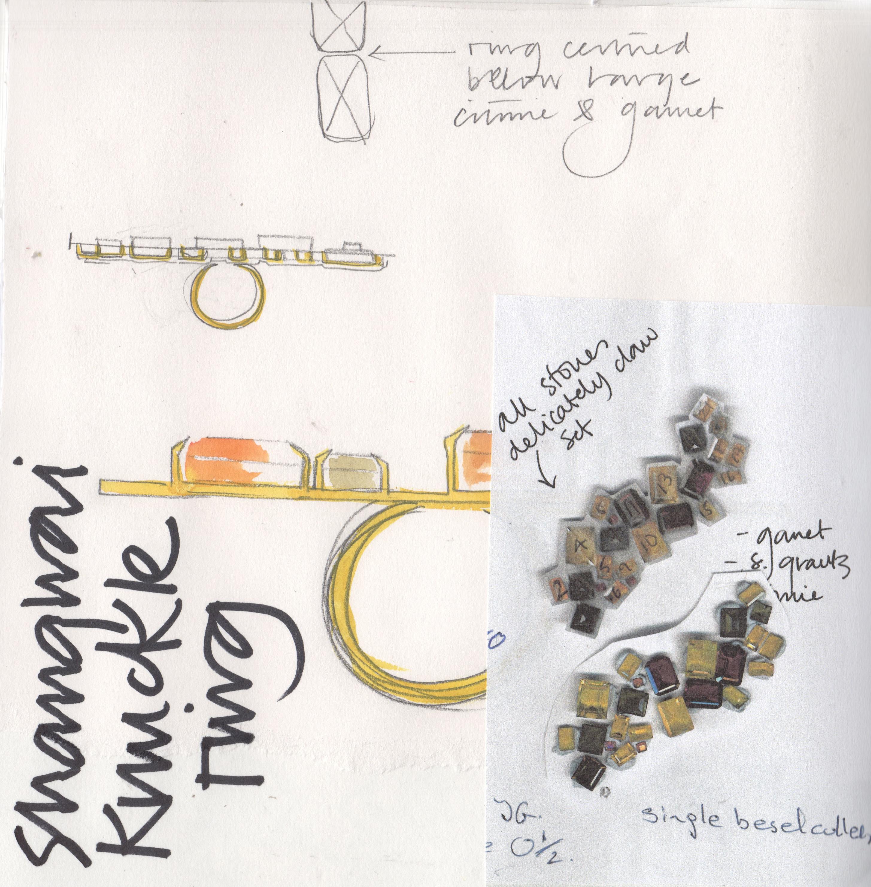 18ct Yellow Gold, Citrine, Garnet and Smokey Quartz Cocktail Ring For Sale 7