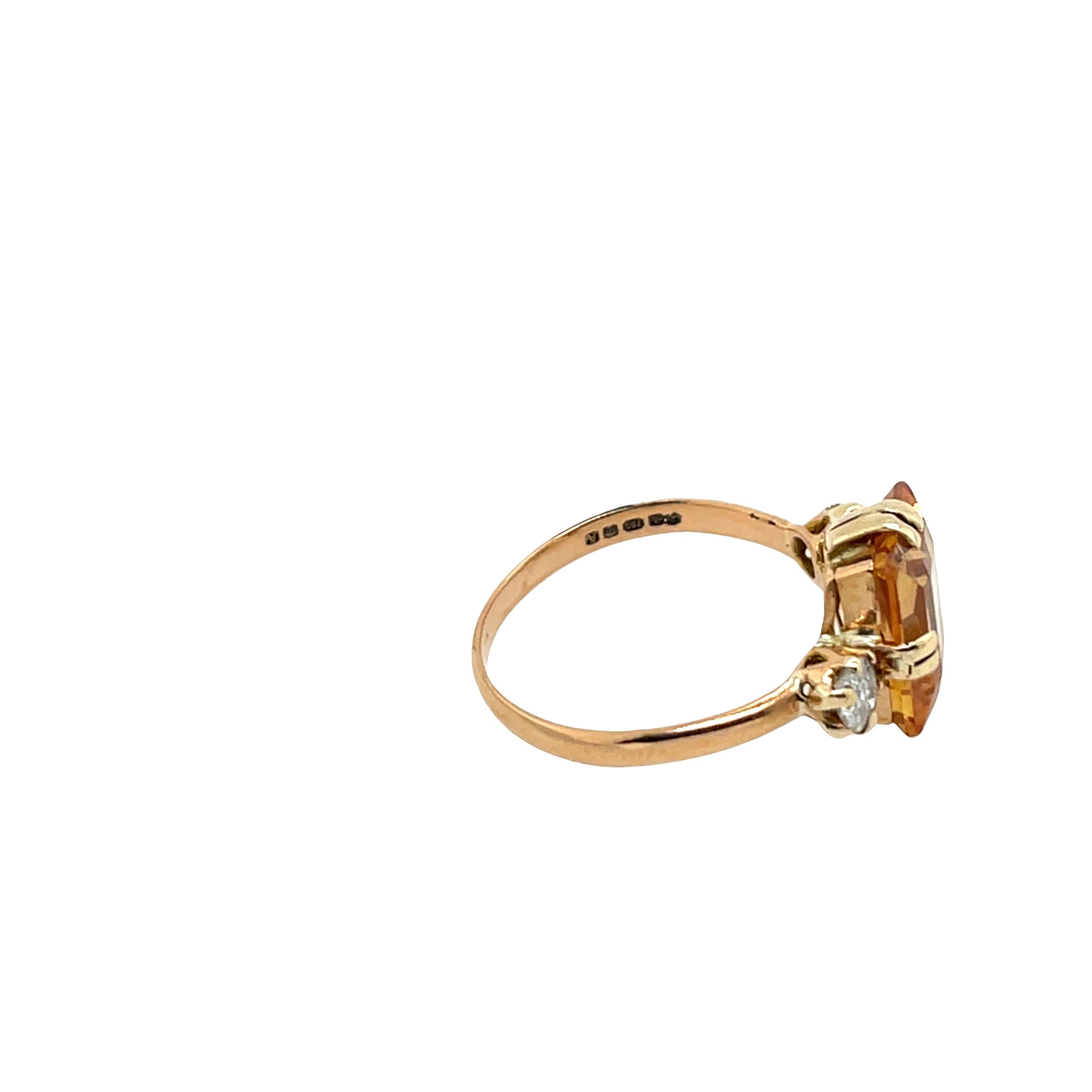 Citrine en or jaune 18ct sertie de 2 diamants Unisexe en vente