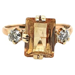 Citrine en or jaune 18ct sertie de 2 diamants
