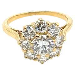 18ct Yellow Gold Cluster Diamond Ring Set With 1.58ct Natural Diamonds