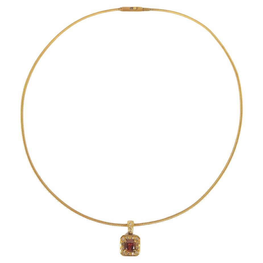 18ct Yellow Gold Cognac & Diamond Necklace