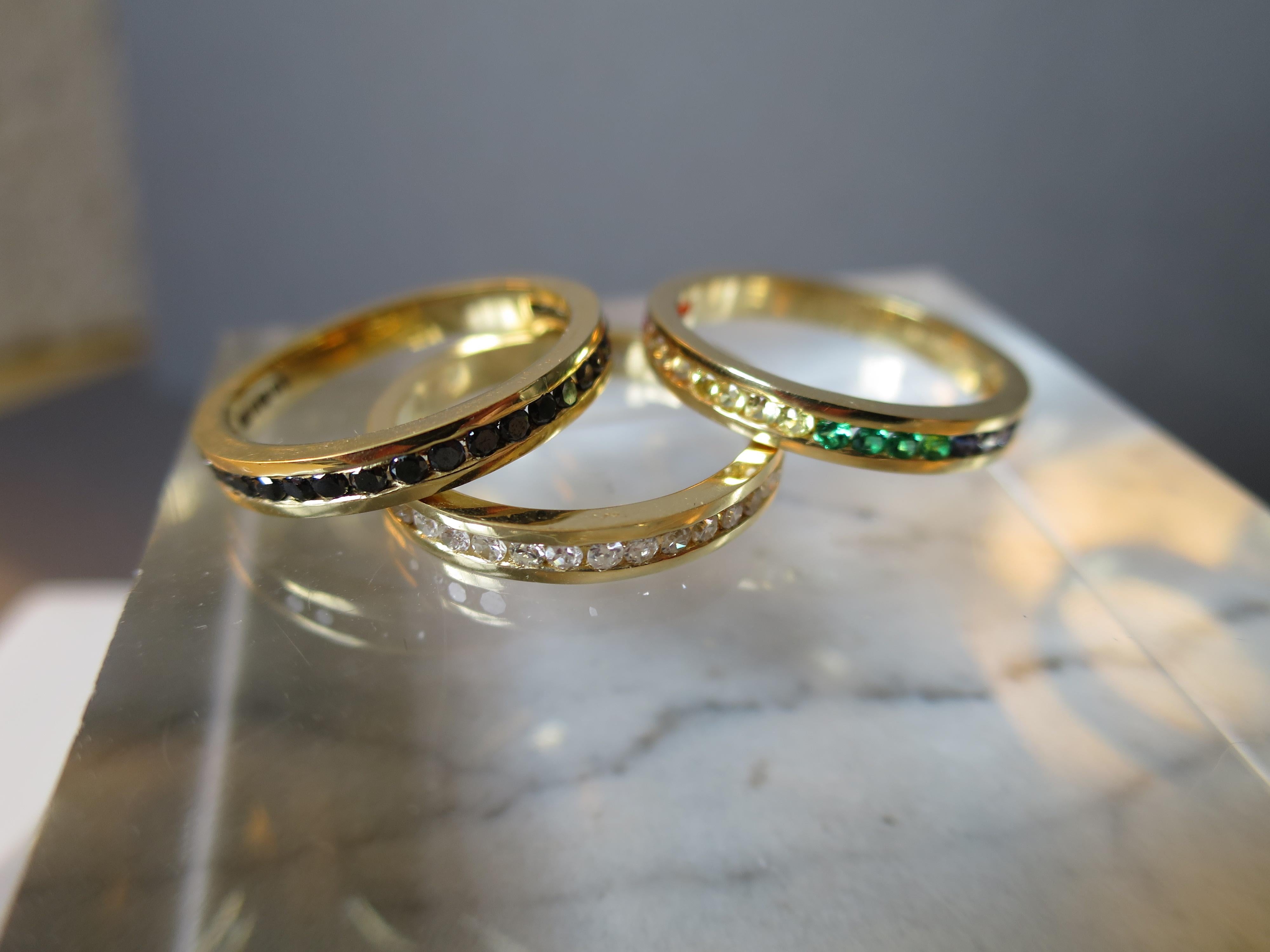 18ct Yellow Gold, Colored Sapphire and Emerald 'Rainbow' Eternity Ring For Sale 9