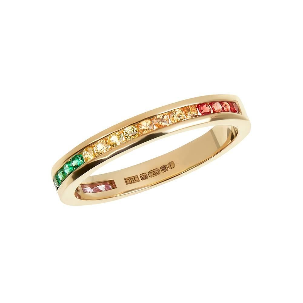 18ct yellow gold, coloured sapphire and emerald 3/4 eternity ring
Hallmarked
Available in any ring size

This beautiful ring hails from Tessa’s new Every Cloud Has A Silver Lining collection and brings a touch of colourful sophistication to any day