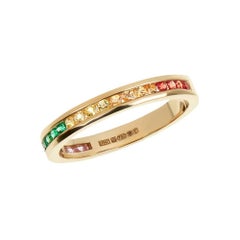 18ct Yellow Gold, Colored Sapphire and Emerald 'Rainbow' Eternity Ring