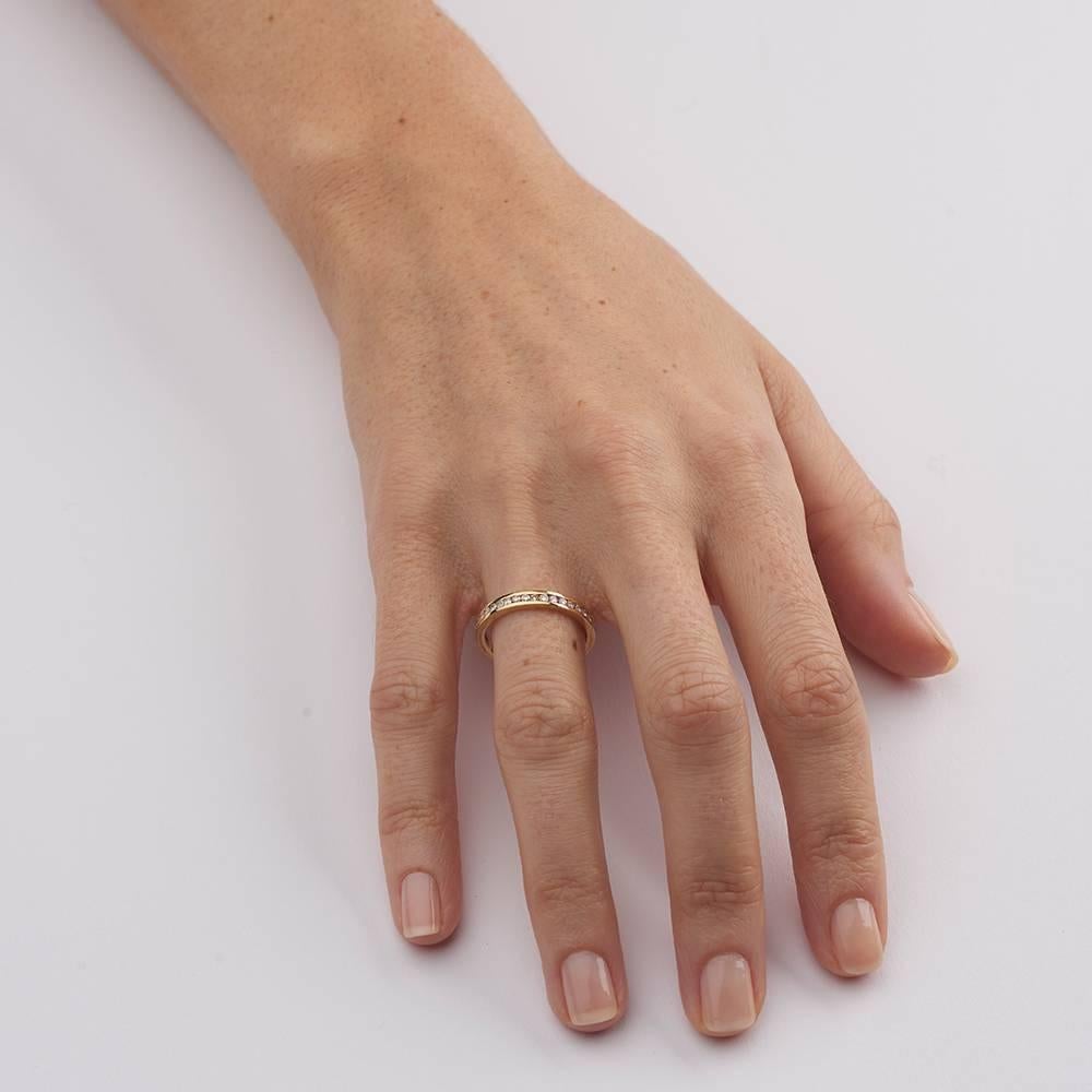 Contemporary 18ct Yellow Gold, Colored Sapphire and Emerald 'Rainbow' Eternity Ring For Sale