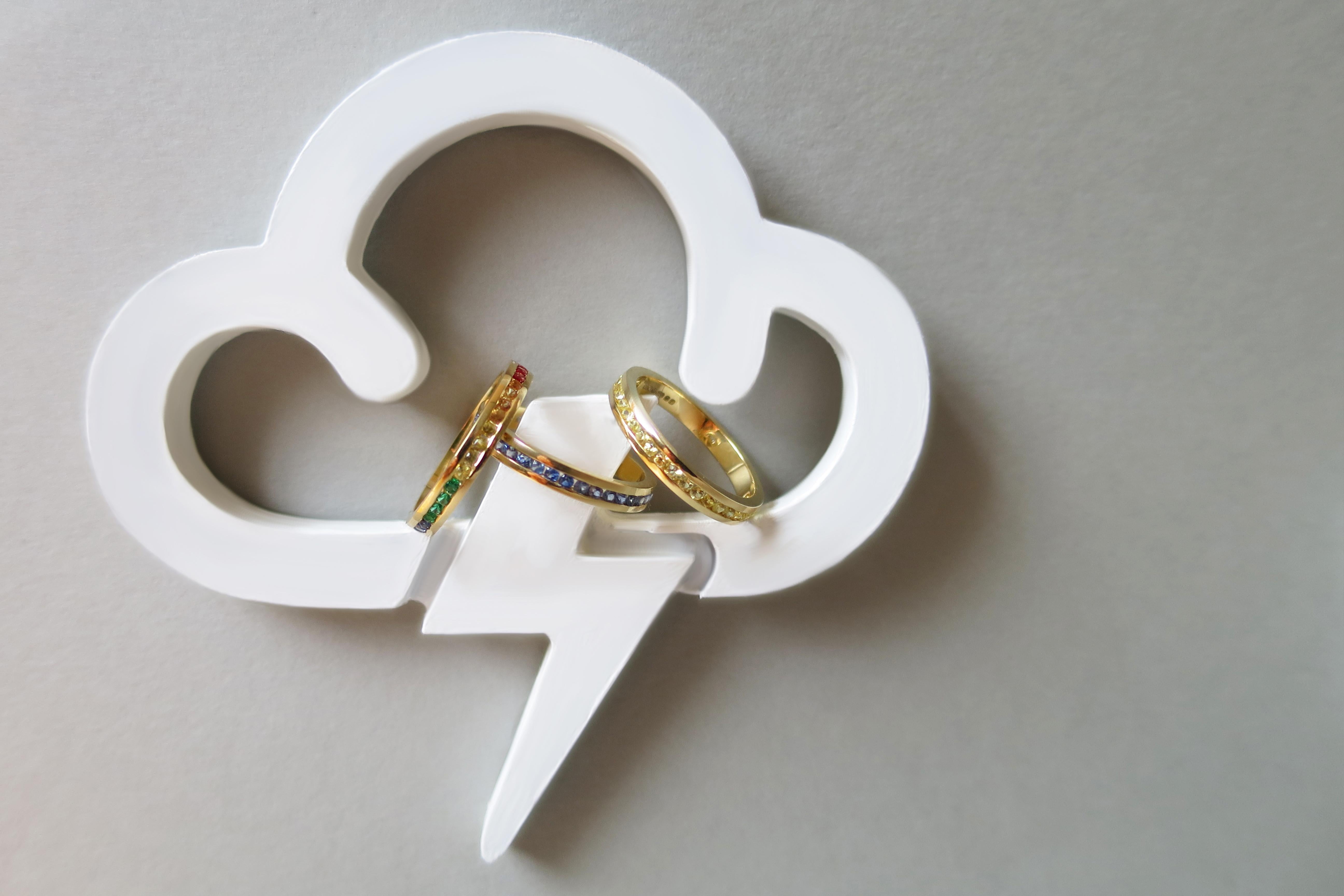 18ct Yellow Gold, Colored Sapphire and Emerald 'Rainbow' Eternity Ring For Sale 2