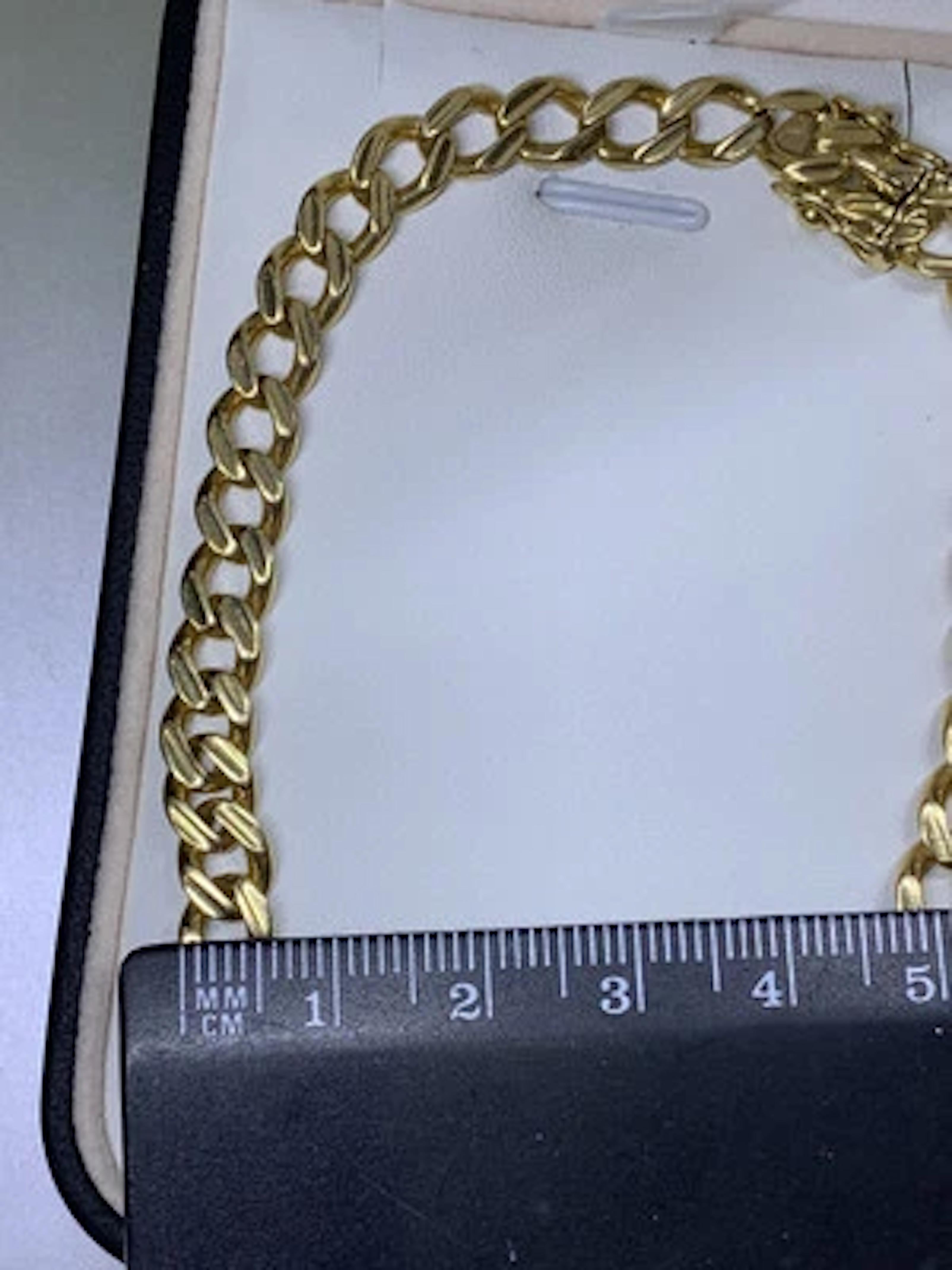 Bracelet de chaîne cubaine en or jaune 18ct de 9,5 pouces en vente 2