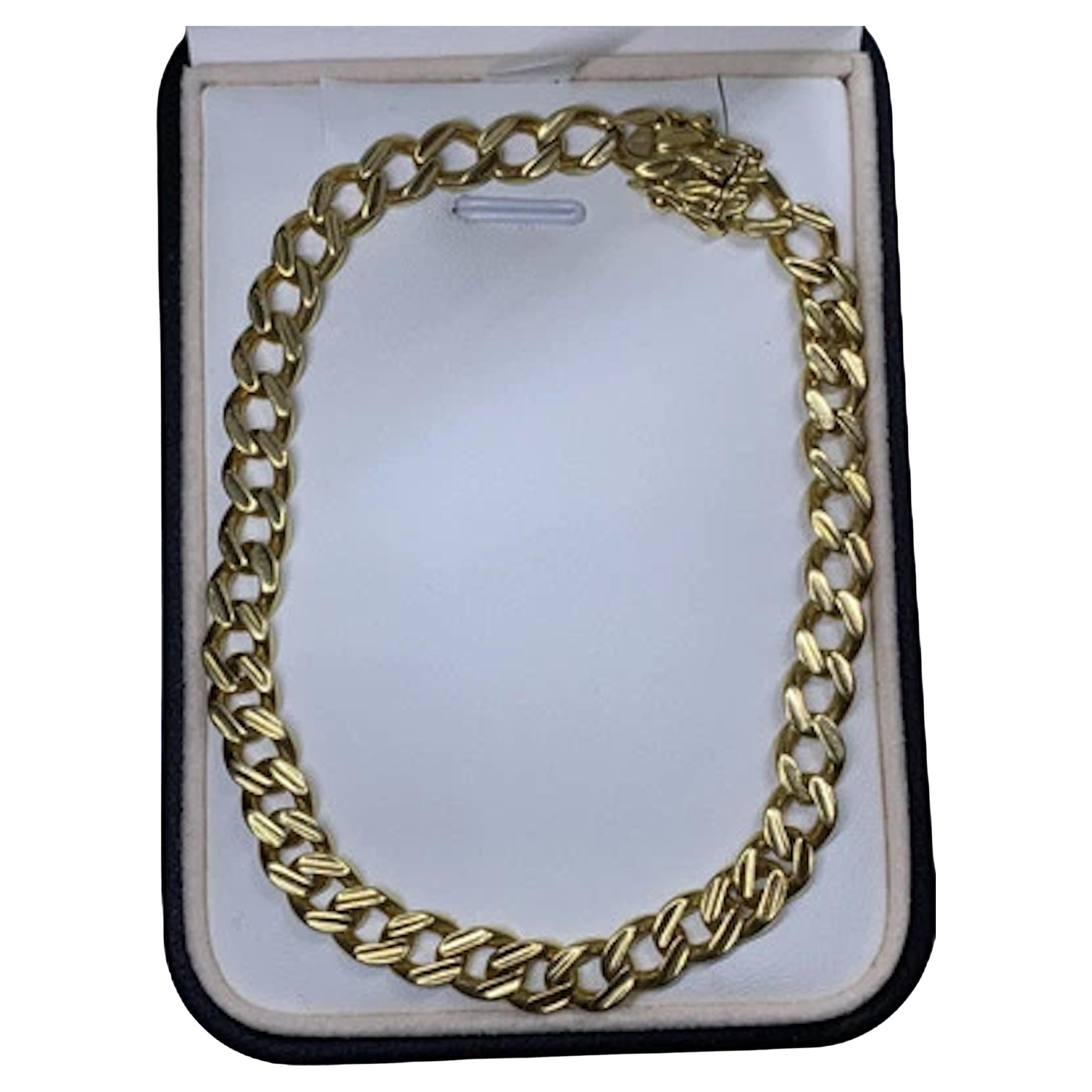 18ct Yellow Gold Cuban Chain Bracelet 9.5 Inches