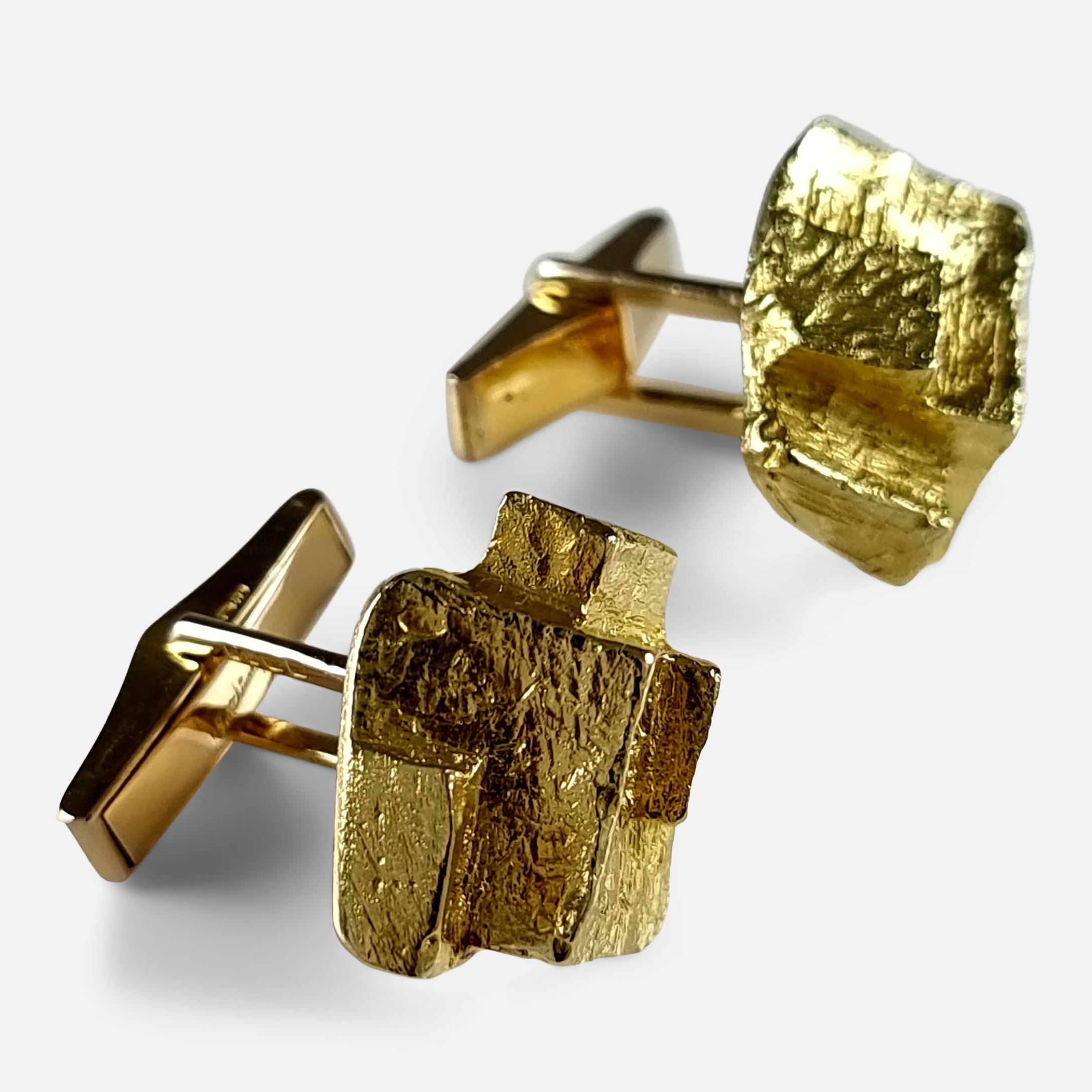 18ct Yellow Gold Cufflinks by Kutchinsky In Good Condition In Glasgow, GB