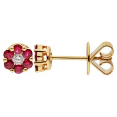 18ct Yellow Gold Diamond 
0.44ct Ruby Earrings