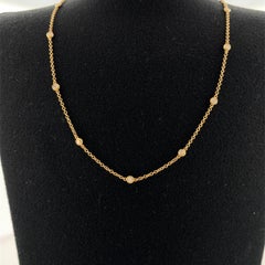 18ct Yellow Gold Diamond 10 Stone Necklace, 0.50ct Natural Round Diamonds