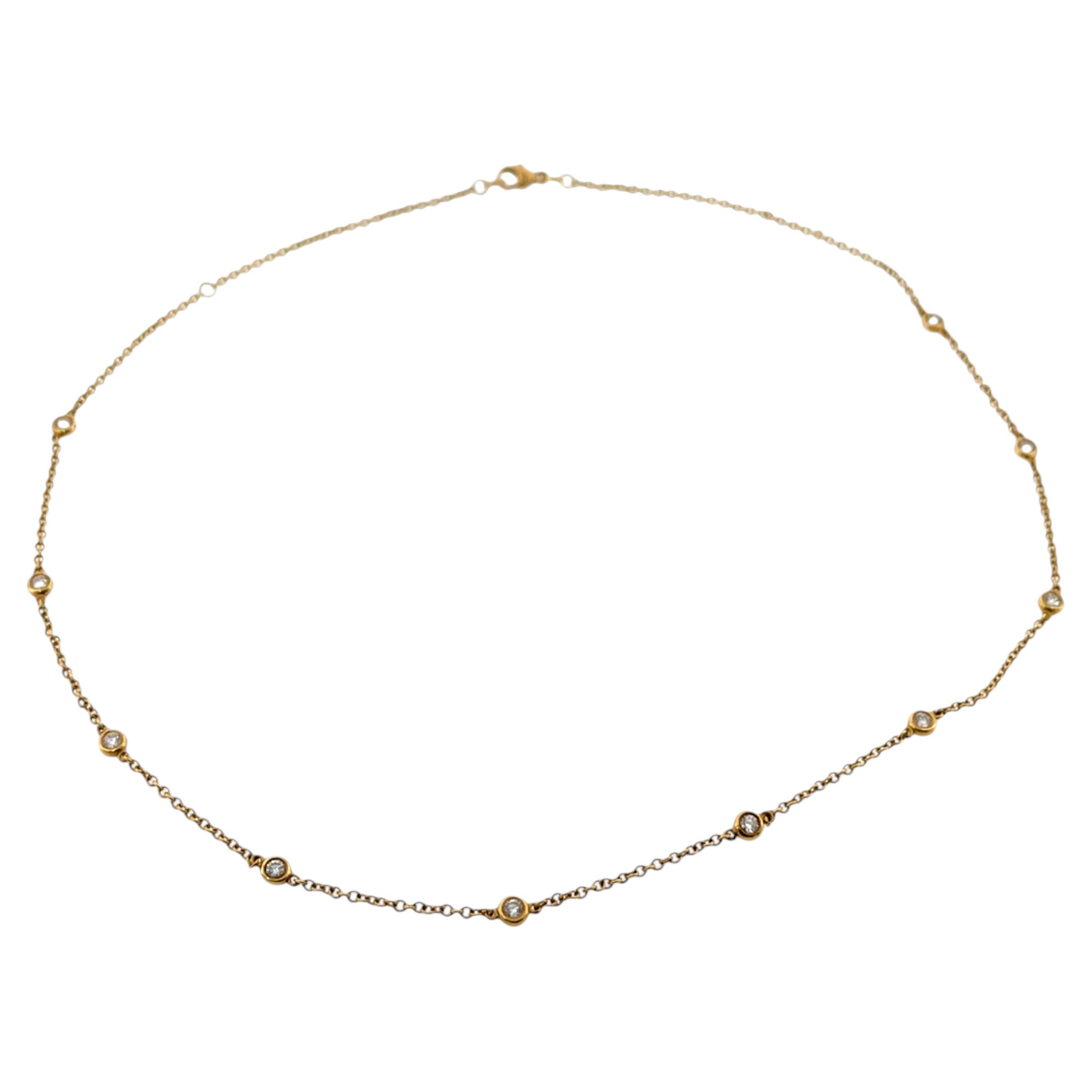 Collar de oro amarillo de 18 quilates con 10 diamantes, diamantes redondos naturales de 0,50 quilates