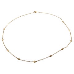 18ct Yellow Gold Diamond 10 Stone Necklace, 0.50ct Natural Round Diamonds