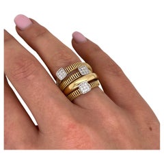 18ct Yellow Gold Diamond 4-Row Ring – 0.12ct Natural Diamonds