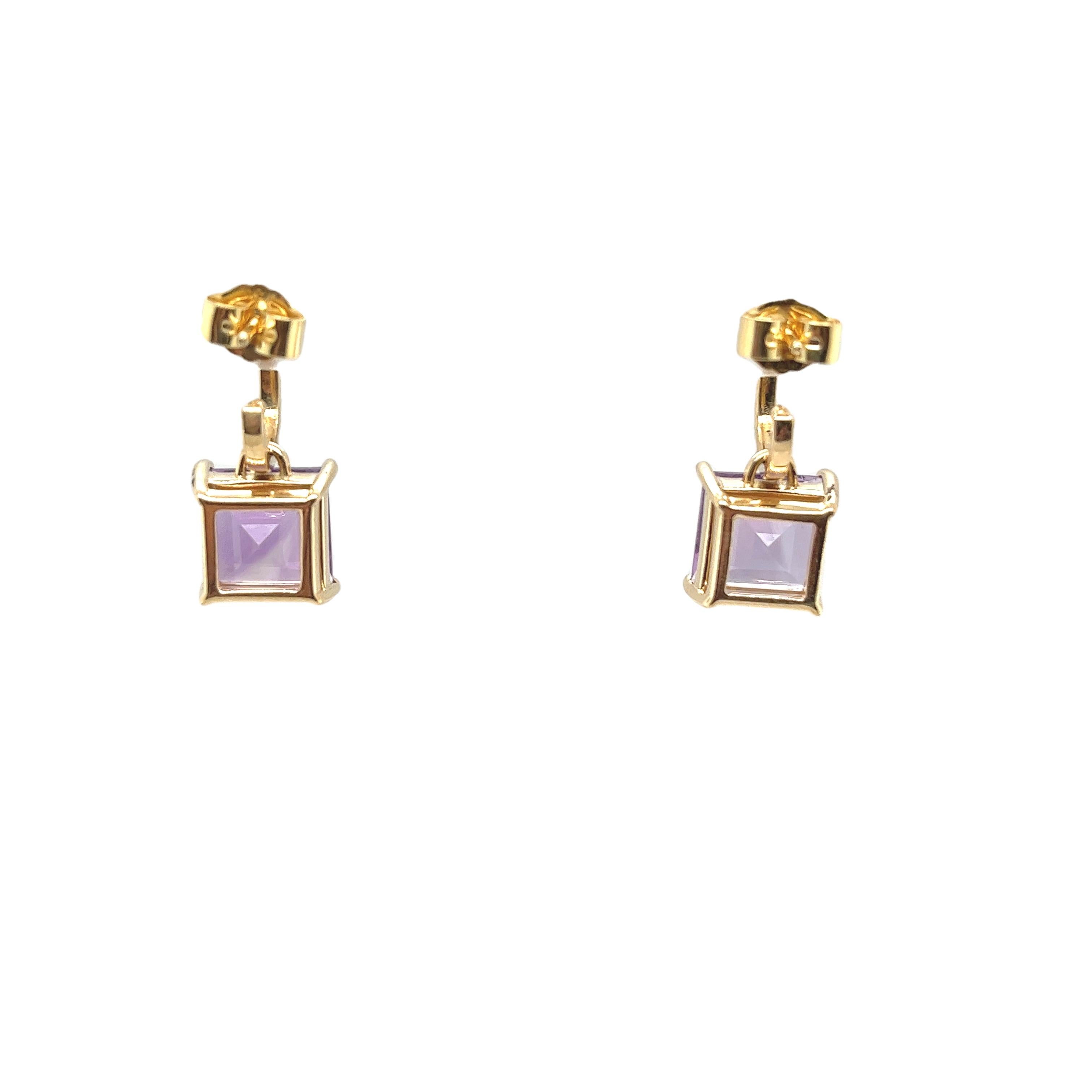 Round Cut 18ct Yellow Gold Diamond & Amethyst Necklace & Earrings Set For Sale